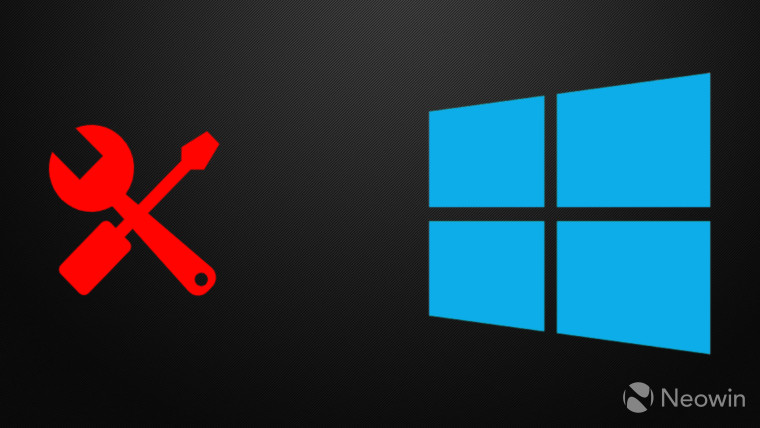 A Windows 10 logo with a red wrench and screwdriver next to it