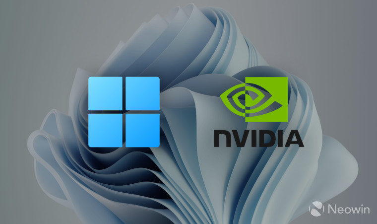 Windows 11 logo next to Nvidia Logo