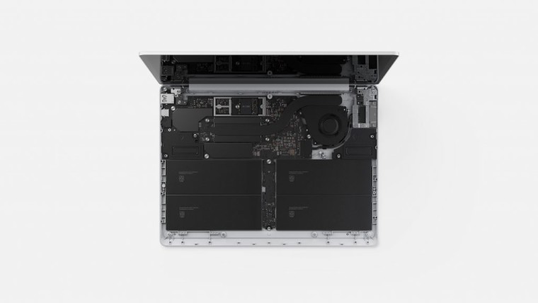 Internal components of the Surface Laptop Go 2