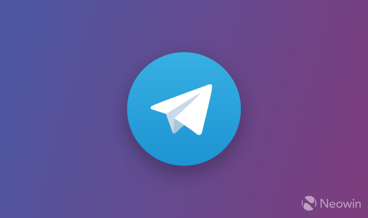 A Telegram logo with a gradient background