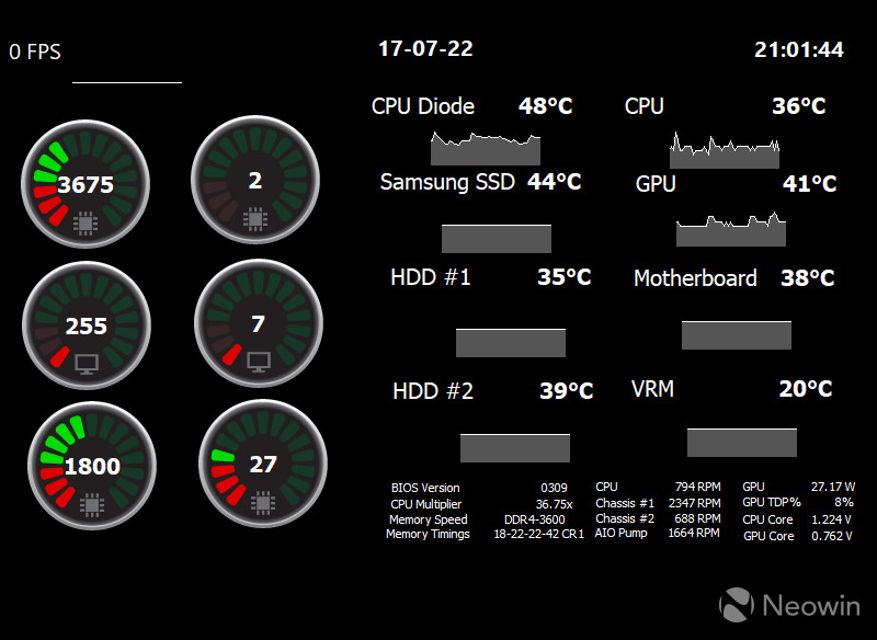 Image showing hardware monitoring setup on Windows 11