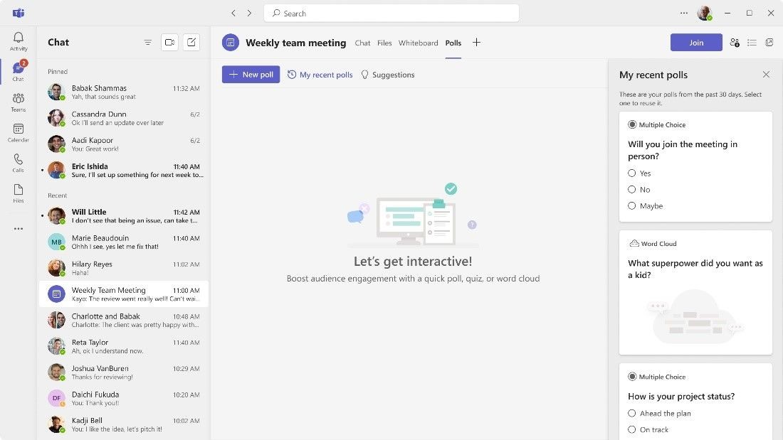 Screenshot of Polls in Microsoft Teams