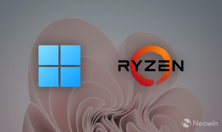 The Windows 11 logo next to the AMD Ryzen logo