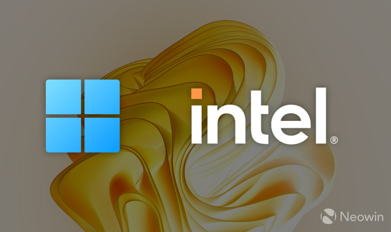 A Windows 11 Logo next to an Intel Logo