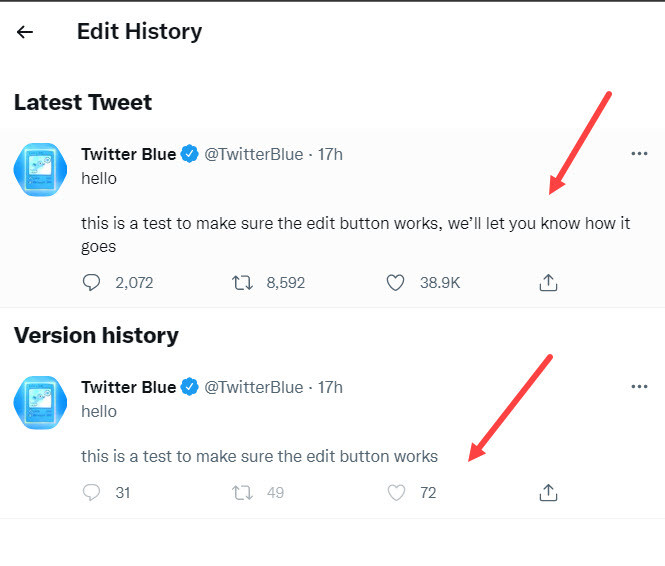 Tweet Version History