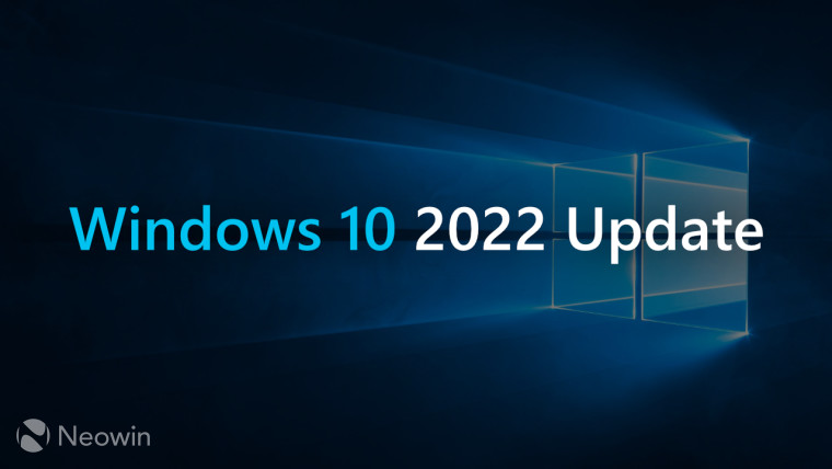 The stock Windows 10 wallpaper with the 2022 Update sign