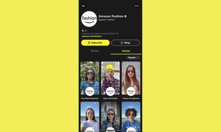 Amazon Fashions public profile on Snapchat