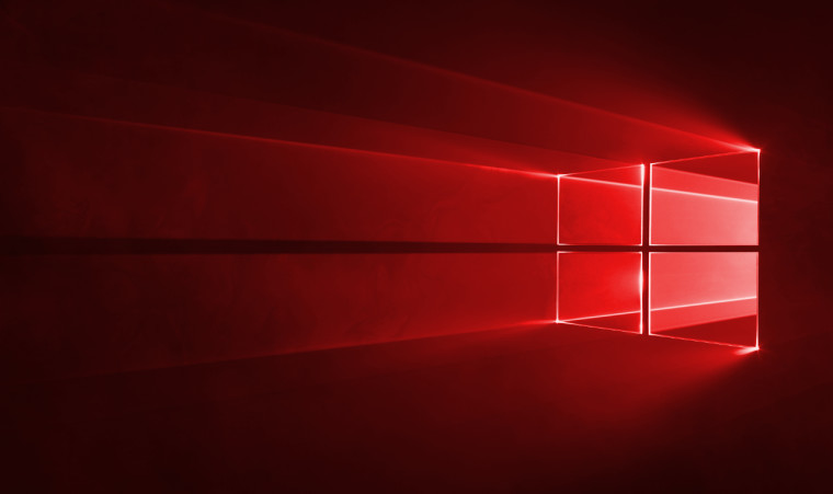 Red Windows 10 wallpaper indicating bugs