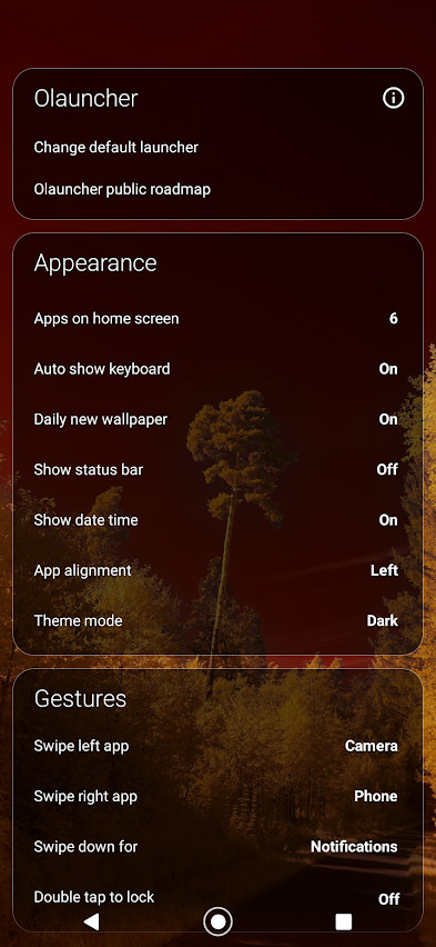 The Olauncher interface