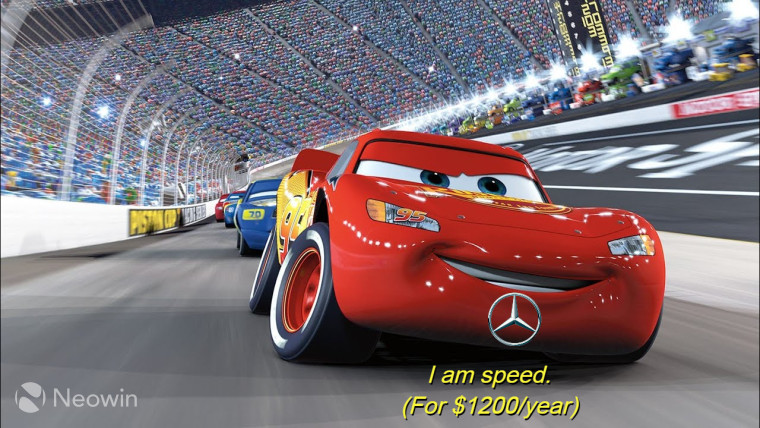 Cars I am speed meme with Lightning McQueen having a Mercedes-Benz logo and the subtitles also sayin