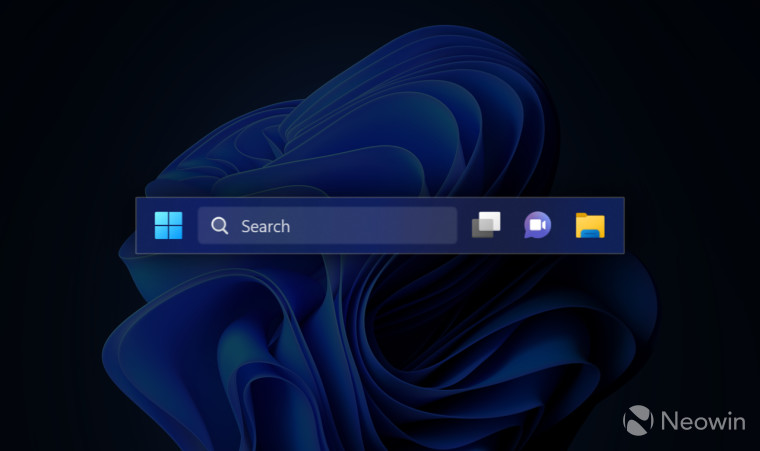 An image showing a portion of Windows 11 taskbar with the new search box