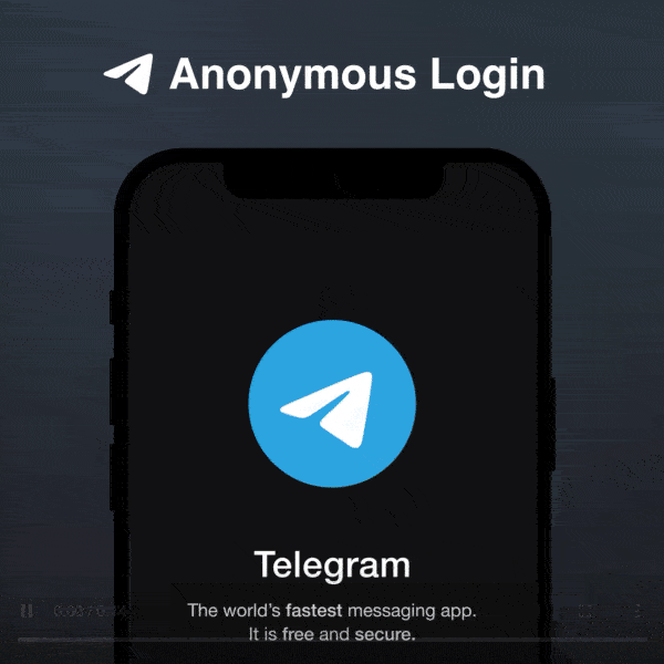 A GIF showing how to sign up in Telegram without a phone number