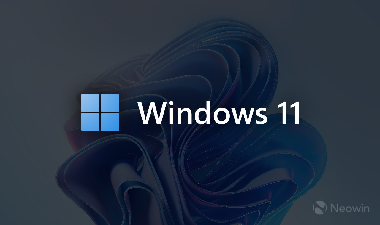 An image with a colorful Windows 11 logo and dimmed background