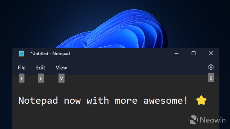 A screenshot of Notepad with accessibility improvements in Windows 11