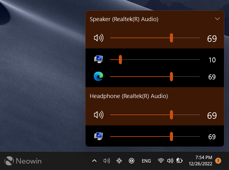 EarTrumpets volume mixed in Windows 11