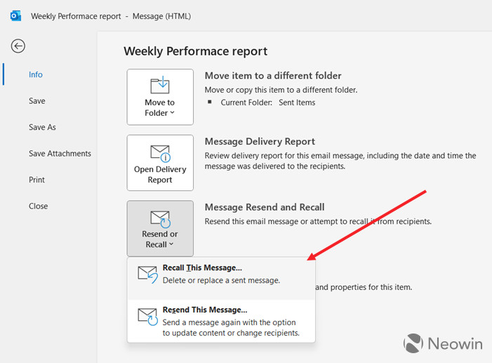 Can't resend a delayed delivery message - Outlook