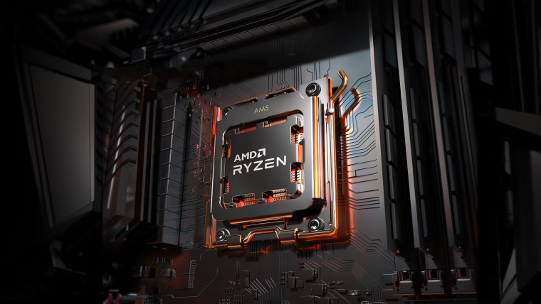 AMD Ryzen 7000 chip render inside socket AM5