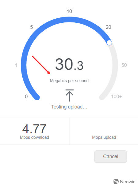 Google Internet Speed Test Results