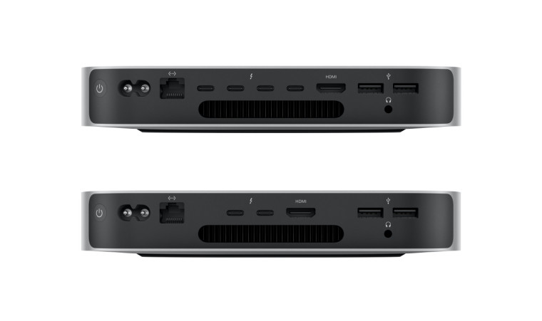 Two Mac Mini M2s stacked on top of each other.