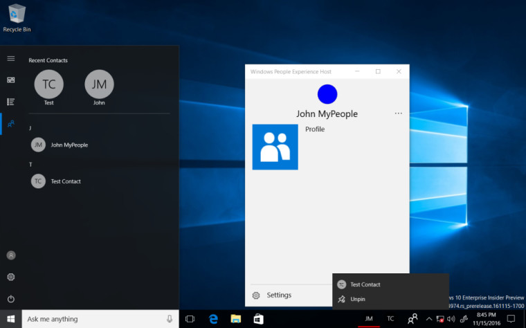 A prototype of the Start Places feature in Windows 10