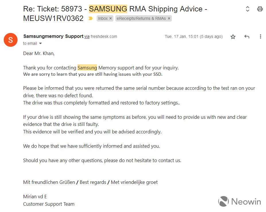 Samsung 990 Pro email