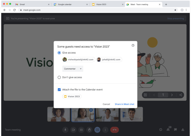 Floating controls on Google Meet