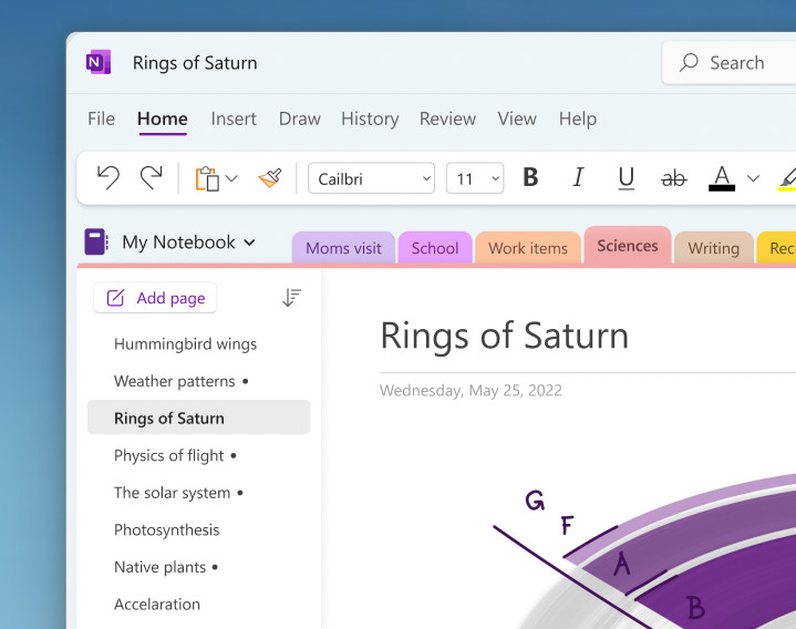 OneNote Vertical tabs