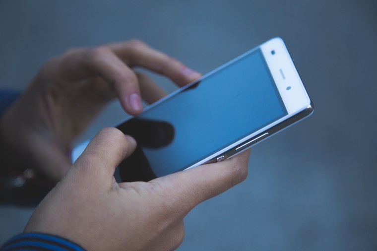 Man using an Android phone