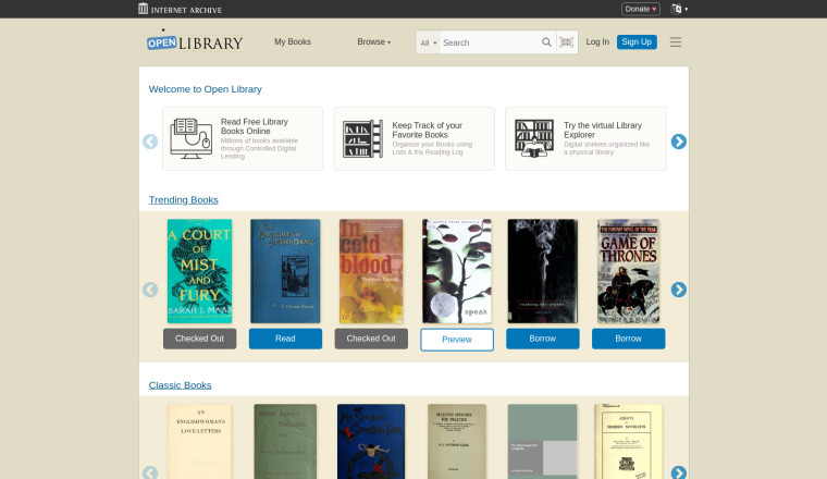 The Open Library home page