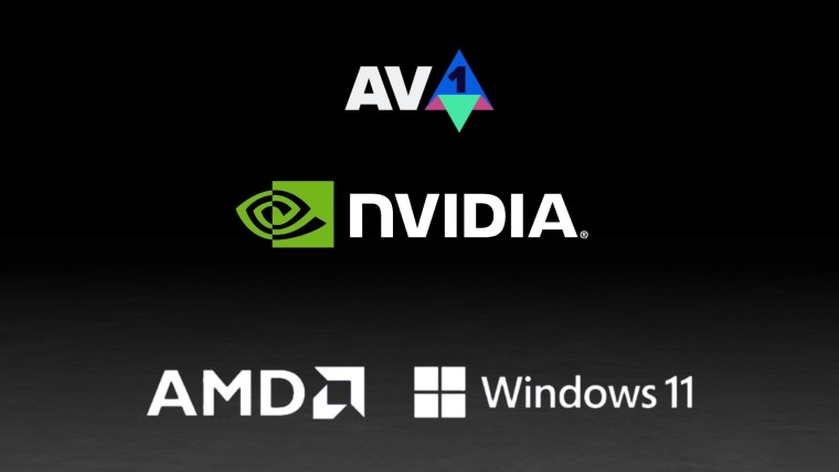 AMD Nvidia Windows 11 and AV1 logos together