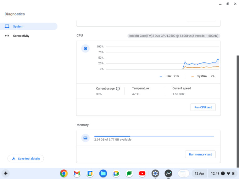 ChromeOS Flex settings menu