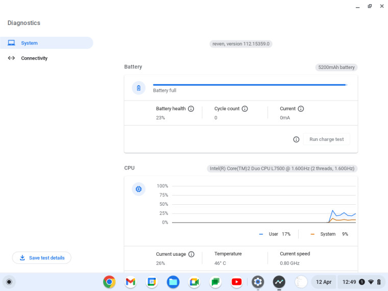 ChromeOS Flex settings menu