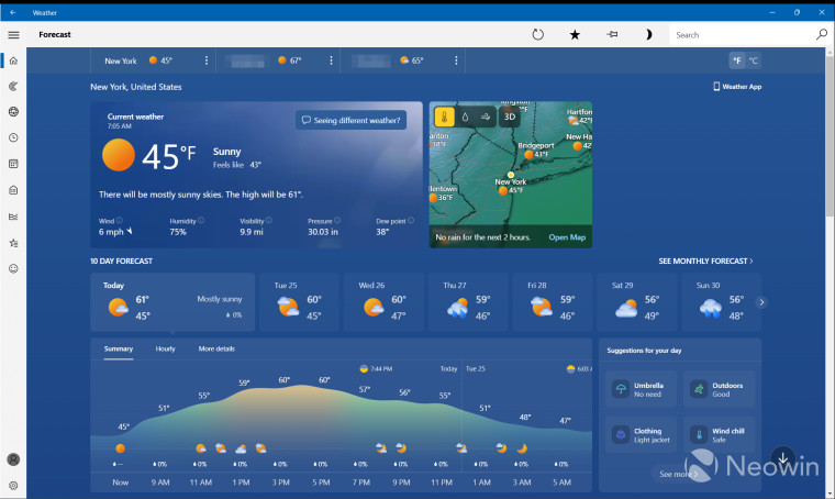 Microsoft Redesigns Stock Windows Weather App Infests It With MSN News