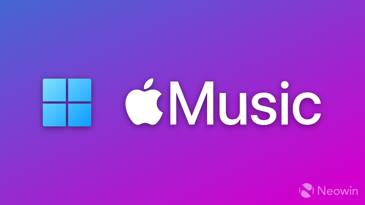 Apple Music logo with Windows 11 logo