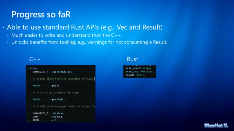 Microsoft David Weston at Blue Hat IL talks about Rust in Windows.