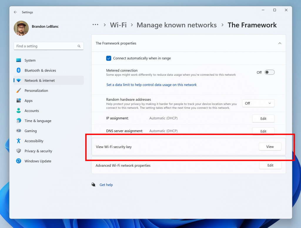 View Wi-Fi passwords for known wireless networks in Settings.