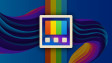 A custom PowerToys logo with a frosted glass background and rainbow stripes
