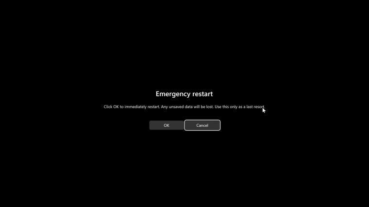 Windows 11 emergency restart menu