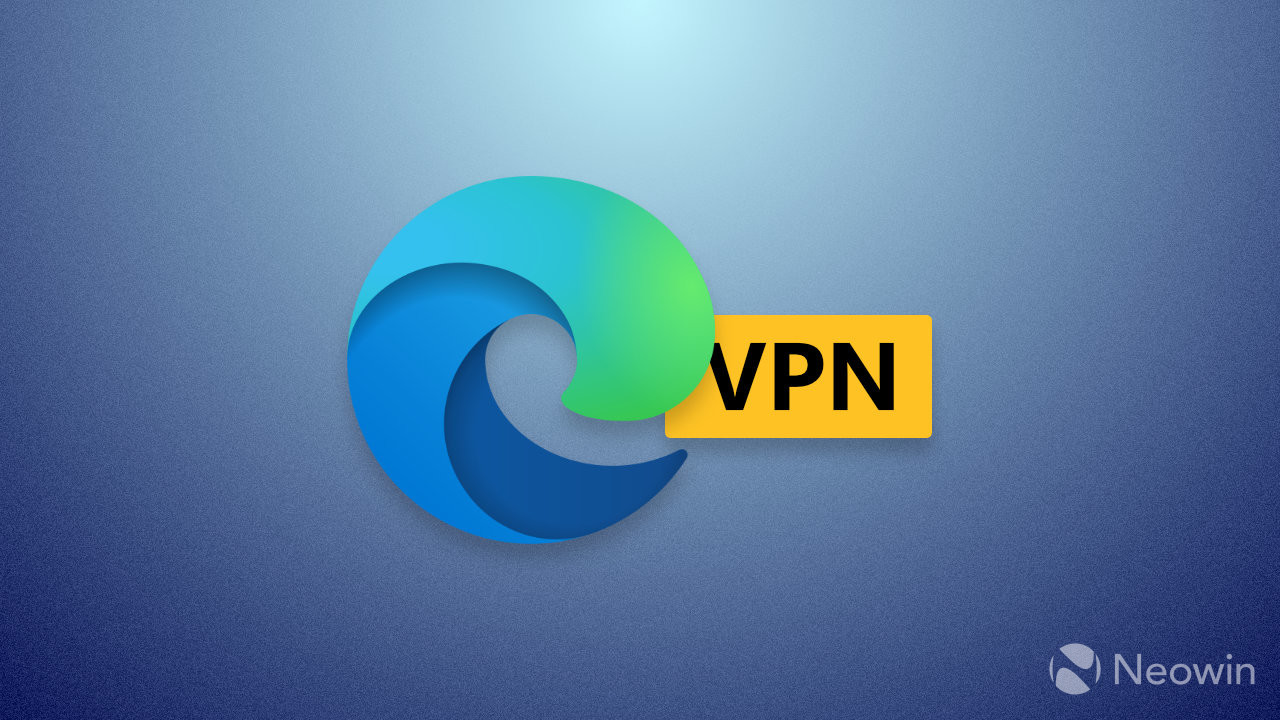 A Microsoft Edge logo with a VPN badge behind it