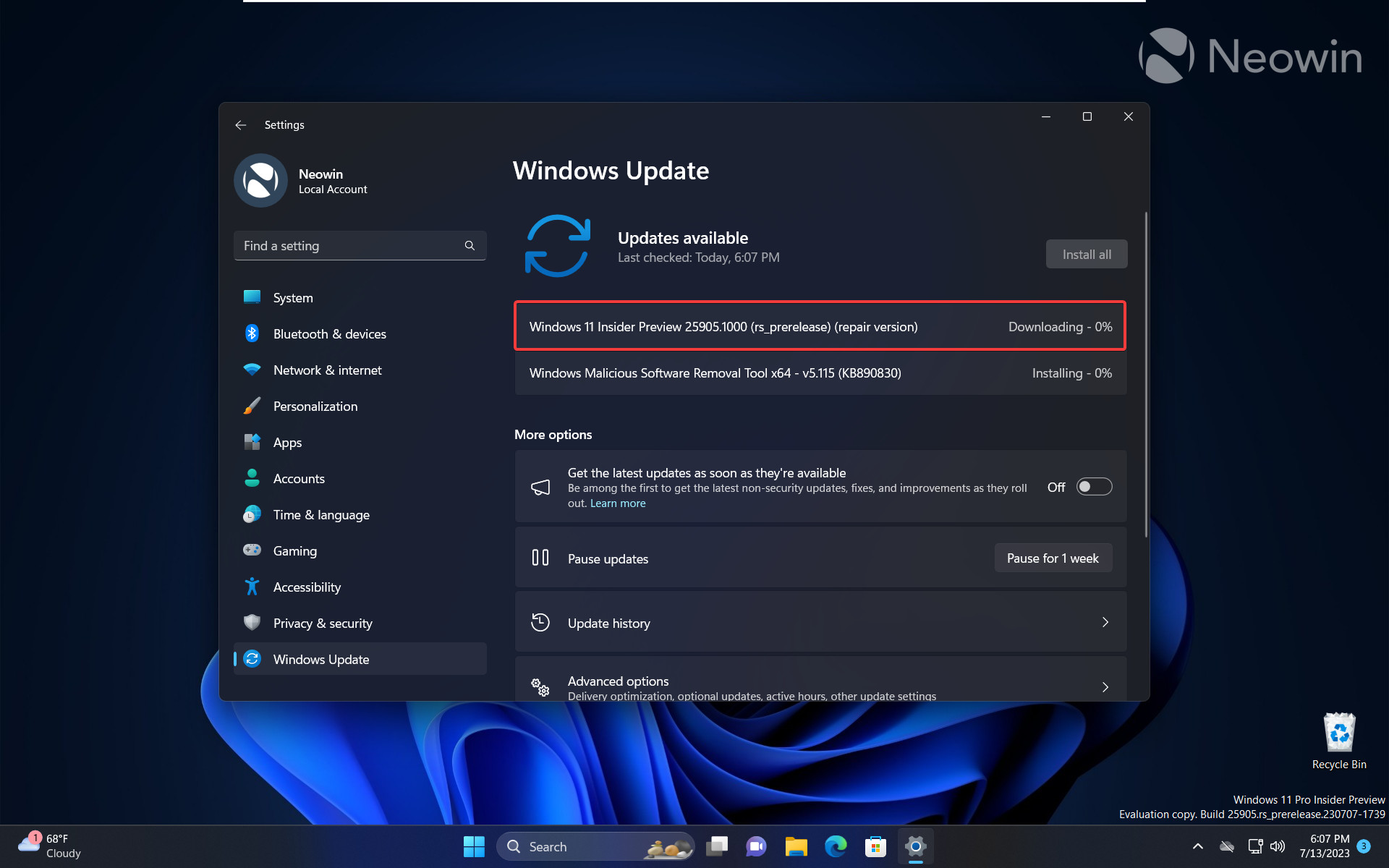 A screenshot of Windows 11s Settings app