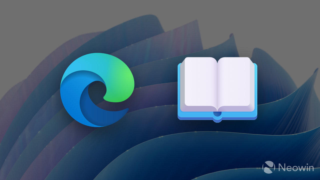 A Microsoft Edge logo next to a book emoji