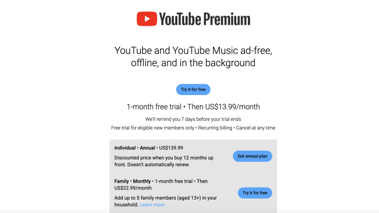 YouTube Premium price increase