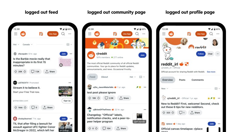 Reddit design changed logged-out users