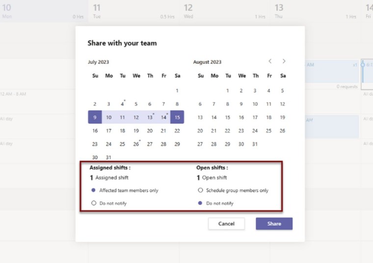 Microsoft teams shifts notifications