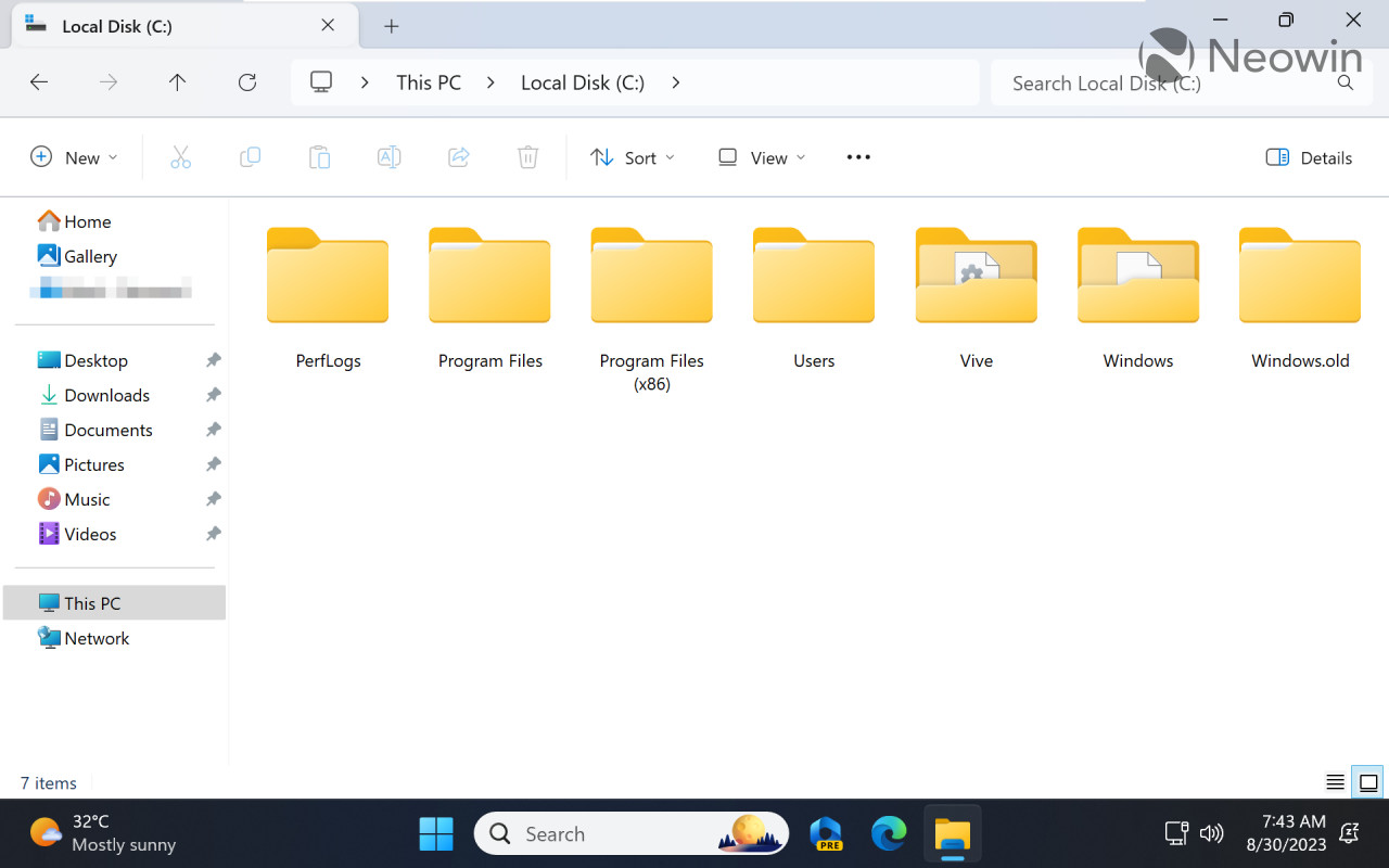 A screenshot of the redesigned File Explorer in Windows 11