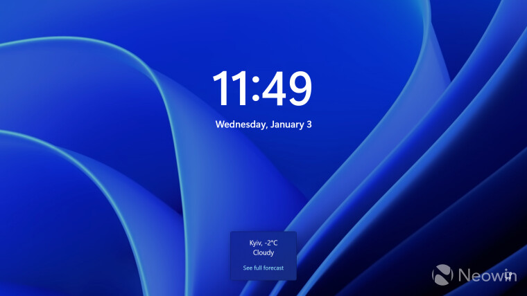 Windows 11s Lock Screen with the weather widget