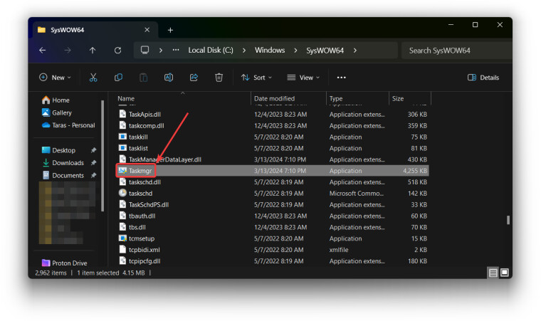 Task Manager in File Explorer in Windows 11