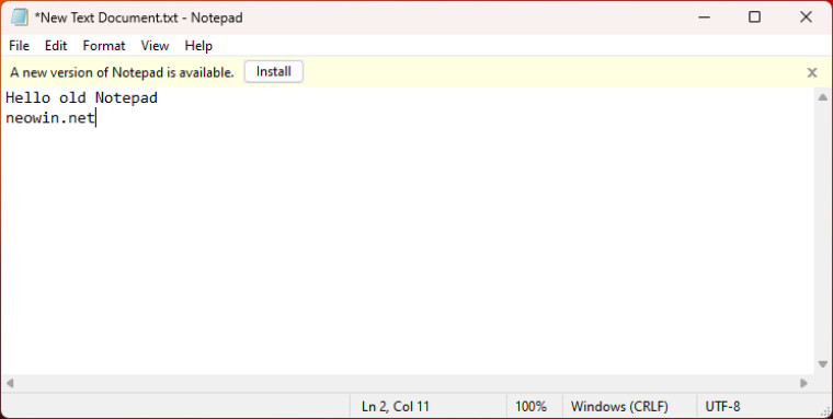 Restore old Notepad in Windows 11