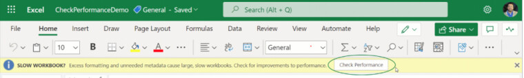 Excel check performance