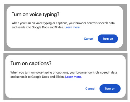 Google Docs voice typing